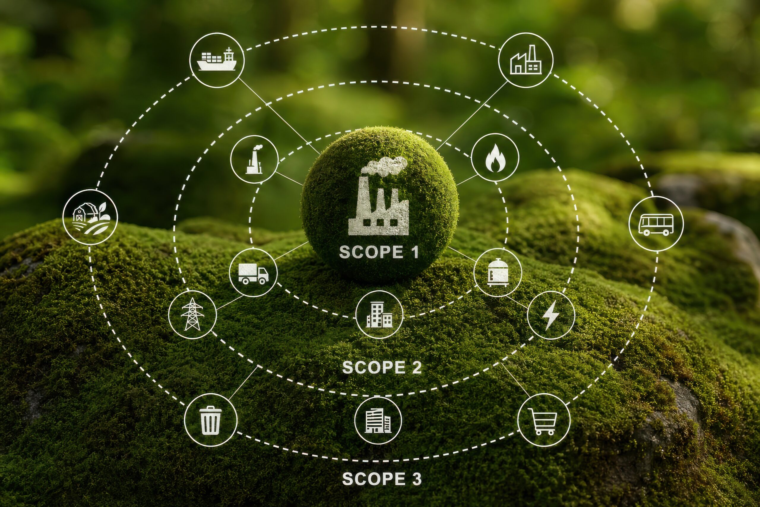 Scope 1, Scope 2, and Scope 3 emissions across operations, energy use, transportation, and the technology lifecycle value chain.