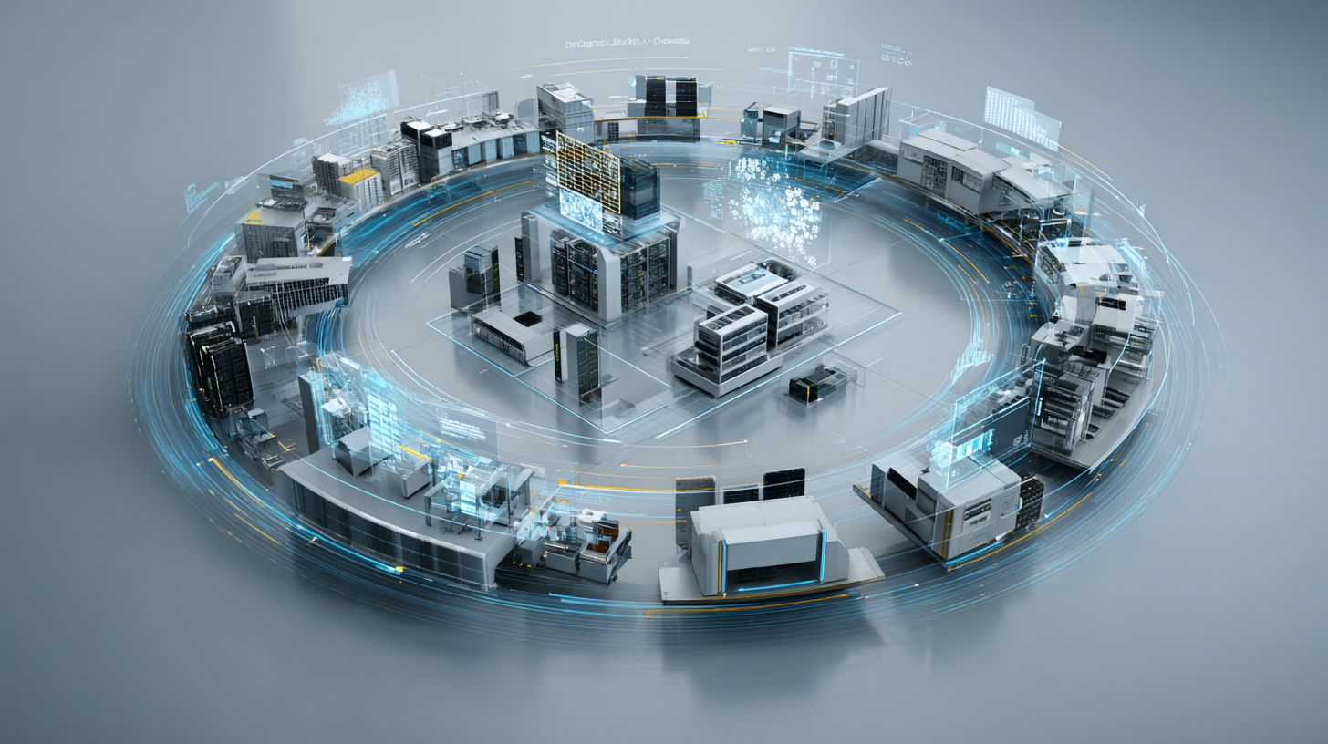 Circular network of interconnected data center and technology assets representing intelligent IT asset lifecycle management.